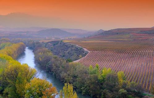 FOTO OP DOEK - LANDSCHAP IN DE RIOJA SPANJE, Huis en Inrichting, Woonaccessoires | Schilderijen, Tekeningen en Foto's, Gebruikt