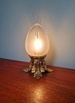 Vergulde bronzen plafondlamp en kristallen bol, begin 20e ee, Antiek en Kunst, Antiek | Brons en Koper, Ophalen of Verzenden, Brons