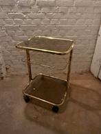 Verrijdbare bijzettafel / Trolley – Goudkleurig met glas, Ophalen, Gebruikt