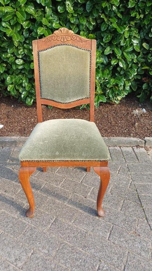 Antieke/klassieke stoelen, Huis en Inrichting, Stoelen, Gebruikt, Vier, Hout, Stof, Overige kleuren, Ophalen
