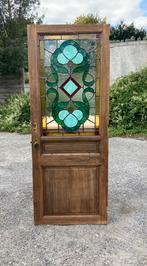 GERESERVEERD: Eiken deur met glas-in-lood raam, Doe-het-zelf en Bouw, Deuren en Vliegenramen, Ophalen, Gebruikt, Minder dan 80 cm