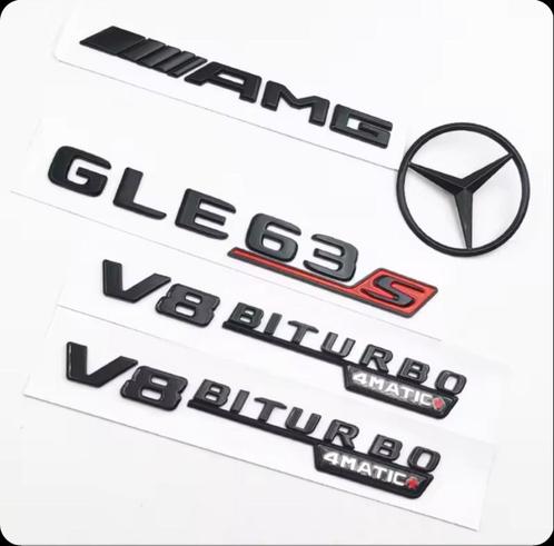 Mercedes GLE 63 S Embleemset Zwart | V8 BITURBO 4MATIC+ AMG, Auto diversen, Autostickers, Ophalen of Verzenden