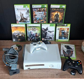Xbox 360 blanche + 2 manettes+disque dur 120Gb +9 jeux  beschikbaar voor biedingen