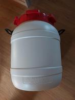 Witte plastic ton met rood schroefdeksel perfecte staat, Enlèvement