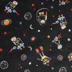 618)140x50cm coton astronaute et robot noir, 120 cm of meer, Zwart, Nieuw, Ophalen of Verzenden