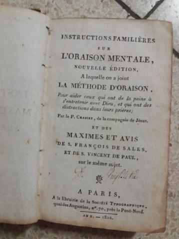 Instructions familières sur l'oraison mentale (1802)