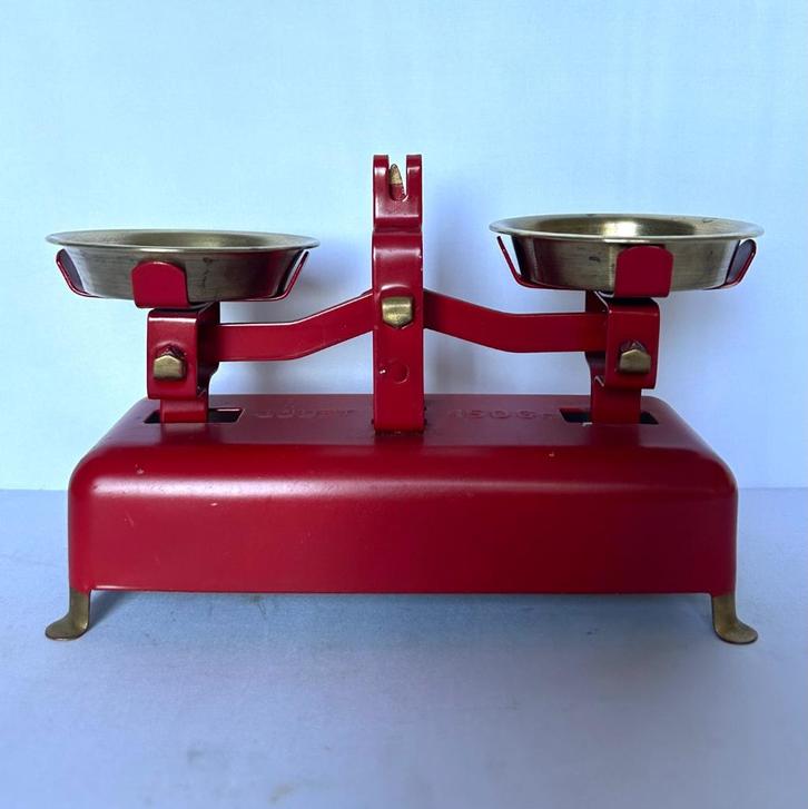 oud speelgoed, weegschaal, blik, koperen bakjes, Jouet, Antiek en Kunst, Antiek | Speelgoed, Ophalen of Verzenden