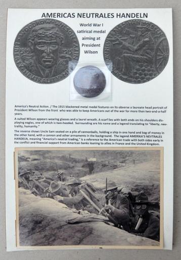 Americas Neutrales Handeln medaille WW1 + foto's beschikbaar voor biedingen