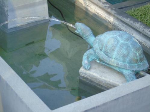Bronzen schildpad, groene schaal, waterstraal, Tuin en Terras, Waterpartijen en Fonteinen, Nieuw, Fontein, Overige materialen