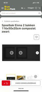 Spoelbak 2 bakken 116x50x20 composiet zwart NIEUW, Huis en Inrichting, Keuken | Keukenelementen, Ophalen, Nieuw, Zwart