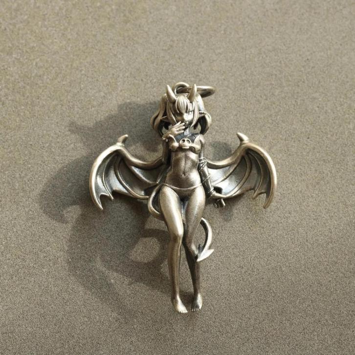 Speelse Succubus Hanger - 925 zilver, Handtassen en Accessoires, Kettinghangers, Nieuw, Zilver, Zilver, Overige voorstellingen