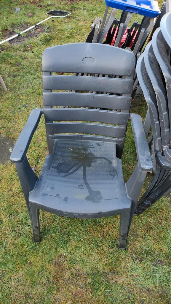 5 Hartmann tuin stoelen, Tuin en Terras, Tuinstoelen, Gebruikt, Kunststof, Stapelbaar, Ophalen