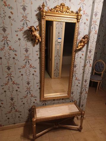 Console miroir vintage ancienne dorée baroque