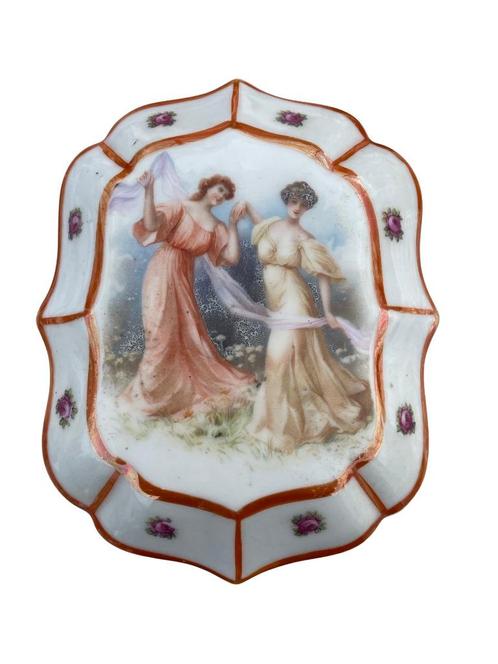 Bonbonnière van porselein van Baudour - Art Nouveau-decor, Antiek en Kunst, Antiek | Porselein, Ophalen of Verzenden