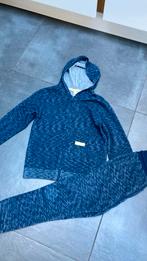 216: Blauwe jogging vest en broek maat 134/140, Gebruikt, H&M, Ophalen of Verzenden, Setje