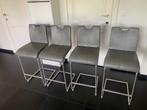 4 hoge stoelen met inox onderstel, Maison & Meubles, Tabourets de bar, 60 à 90 cm, 4 tabourets, Enlèvement, Avec repose-pieds