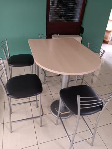 Table bar / cuisine et ses 5 chaises hautes, Enlèvement, Utilisé