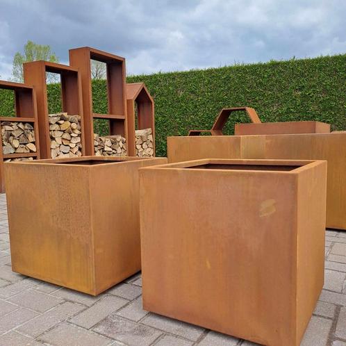 Vierkante plantenbakken in cortenstaal, Tuin en Terras, Bloembakken en Plantenbakken, Nieuw, Ophalen of Verzenden