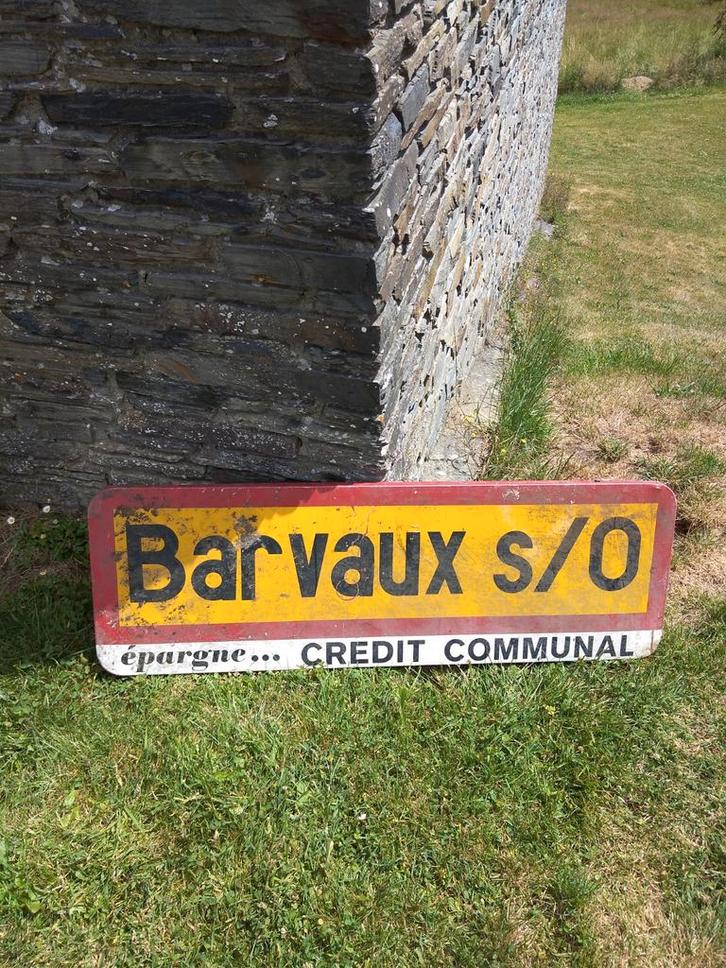 Ancien Panneaux Aluminium " BARVAUX S/O ", Collections, Marques & Objets publicitaires, Utilisé, Panneau publicitaire