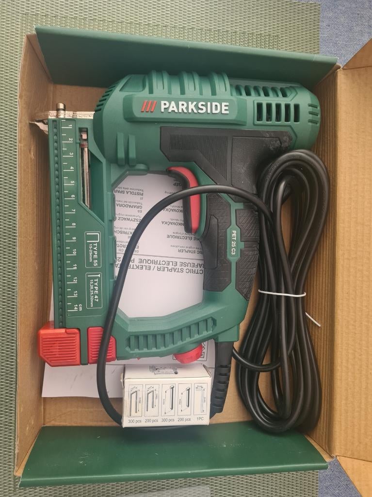 Agrafeuse-cloueuse PARKSIDE PET25 Neuve, Bricolage & Construction, Outillage | Autres Machines, Neuf, Enlèvement ou Envoi
