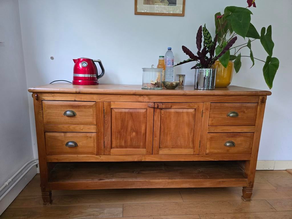Buffet en teck massif – fabrication artisanale, Maison & Meubles, Armoires | Dressoirs, Teck, Enlèvement