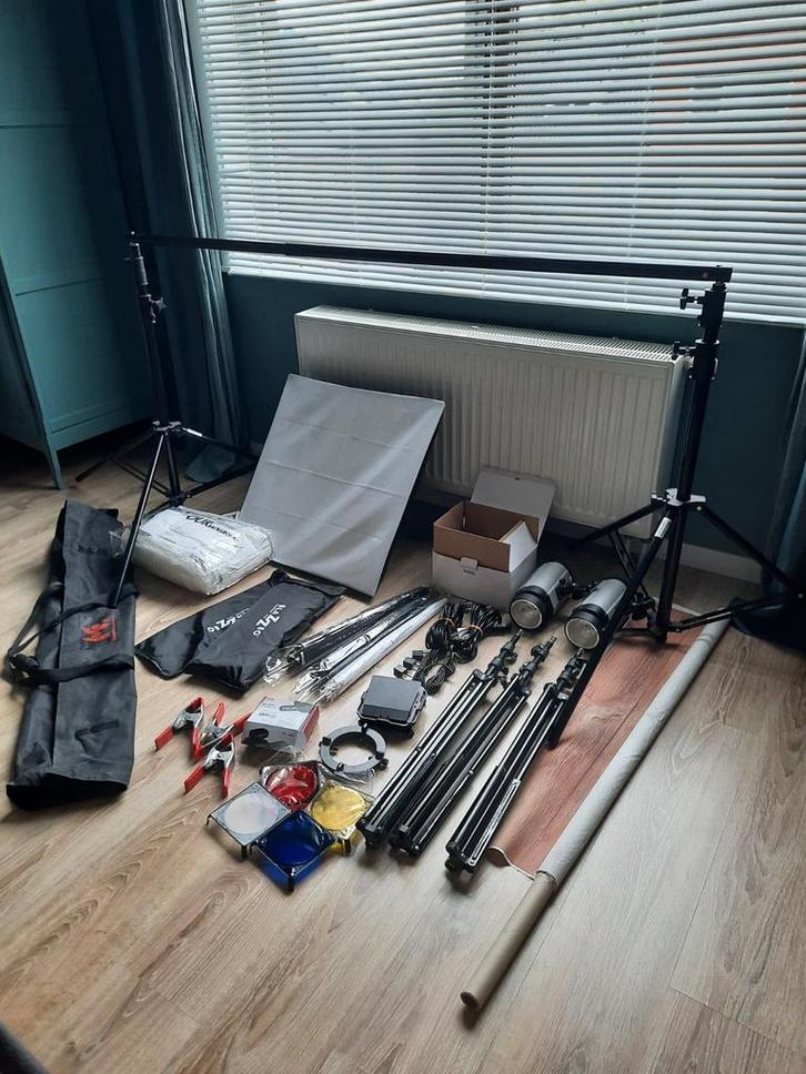 Fotografie studio achtergrond plus lampen, Audio, Tv en Foto, Fotografie | Fotostudio en Toebehoren, Achtergrond, Ophalen