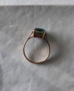 Oude ring 9K Goud met glassteen, Bijoux, Sacs & Beauté, Bijoux anciens, Enlèvement ou Envoi, Or, Bague