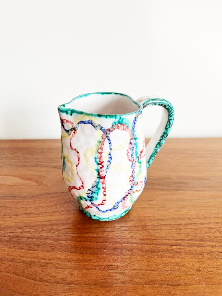 Cruche en poterie en majolique peinte à la main Italie, Enlèvement ou Envoi