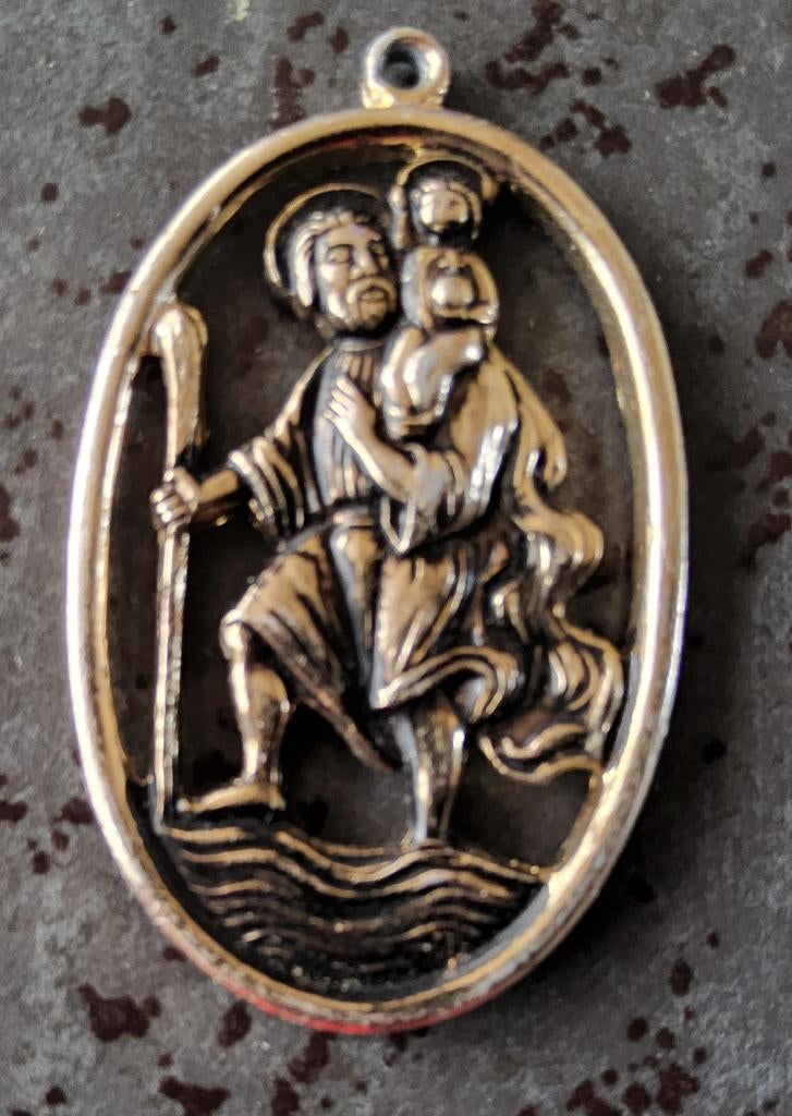 Medaille Sint-Christoffel in verzilverd metaal, Ophalen of Verzenden, Overige materialen