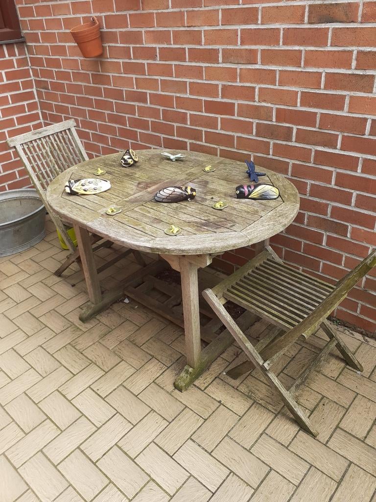 Set van terrasstoelen en uitschuifbare tafel, Tuin en Terras, Ophalen