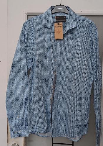 Chemise blanc & bleu Haze & Finn L NEUF, Kleding | Heren, Overhemden, Ophalen of Verzenden, Nieuw, Blauw, Halswijdte 41/42 (L)