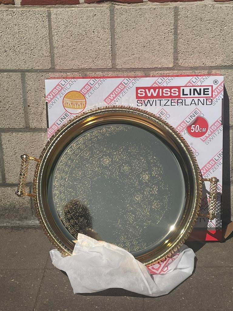 Luxe serveerschaal 50 cm – nieuw, Enlèvement, Or