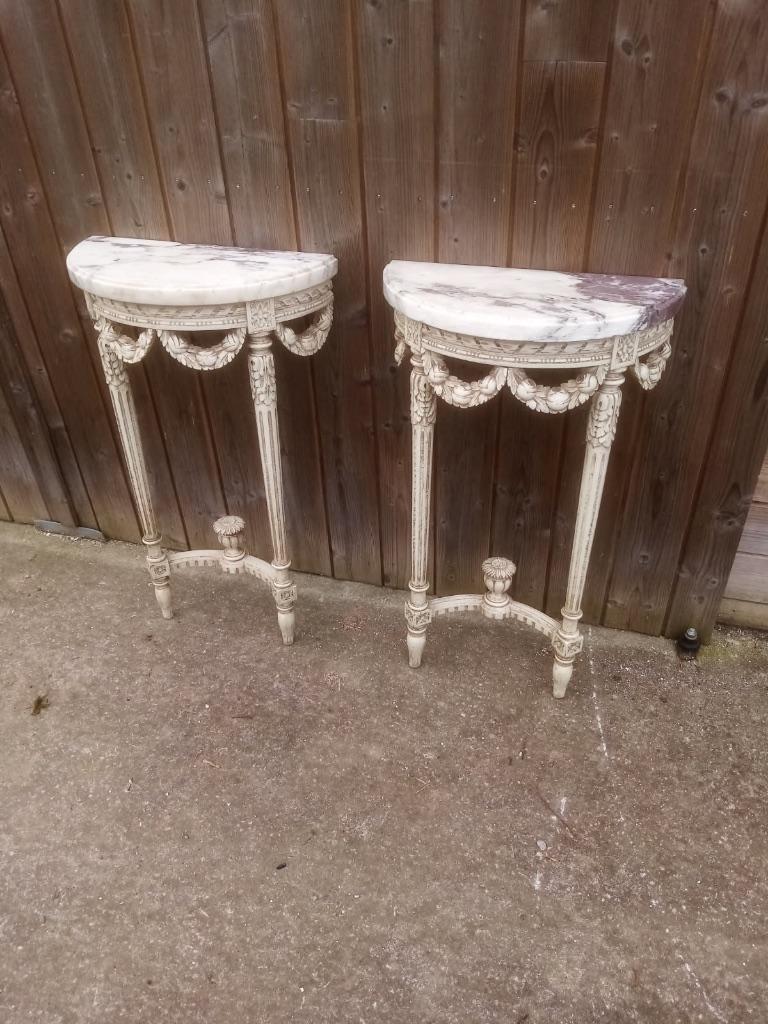 oude houten consoles met marmeren blad, Antiek en Kunst, Antiek | Meubels | Kasten, Ophalen