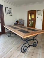 Superbe table bois marin pierre bleue et fer forgé, Enlèvement, Comme neuf