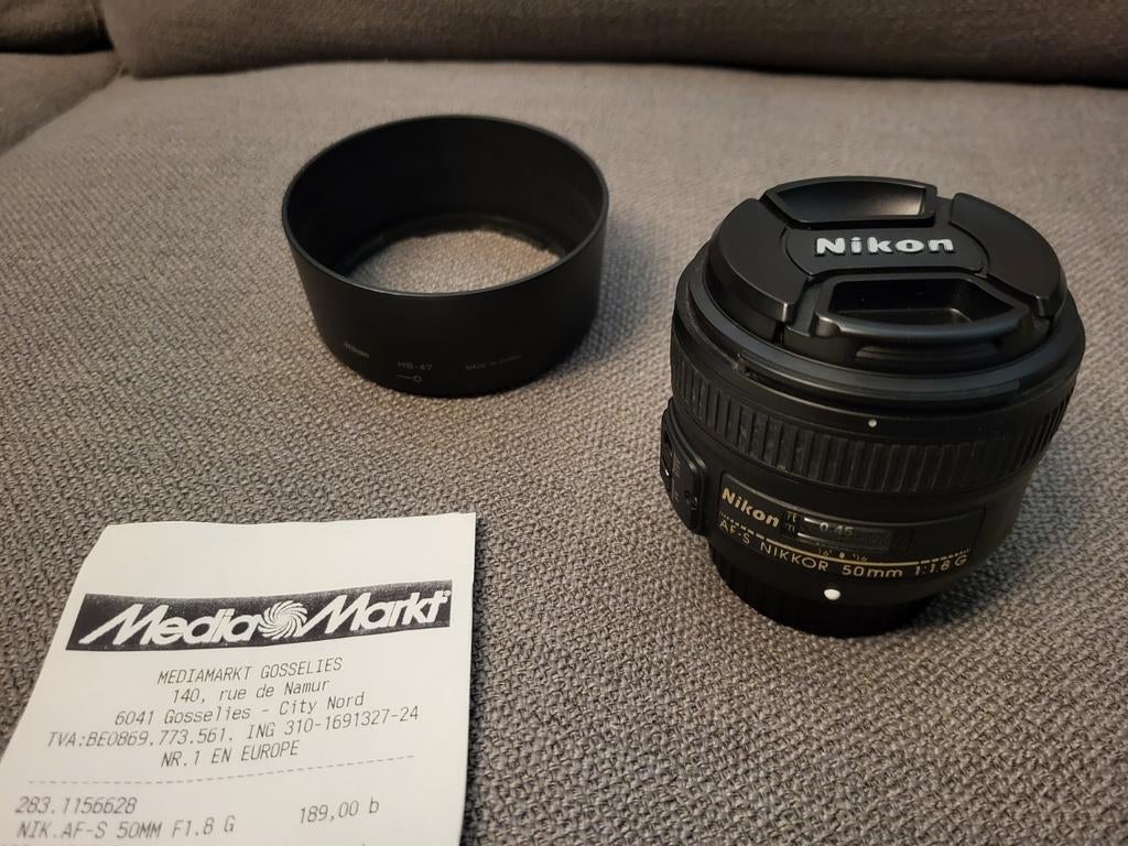 Nikon 50mm 1.8 AF-S G, Zo goed als nieuw, Standaardlens