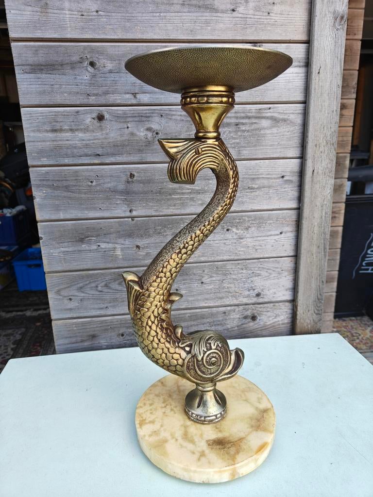 Hollywood Regency, bijzettafel met vis - asbakhouder, Ophalen