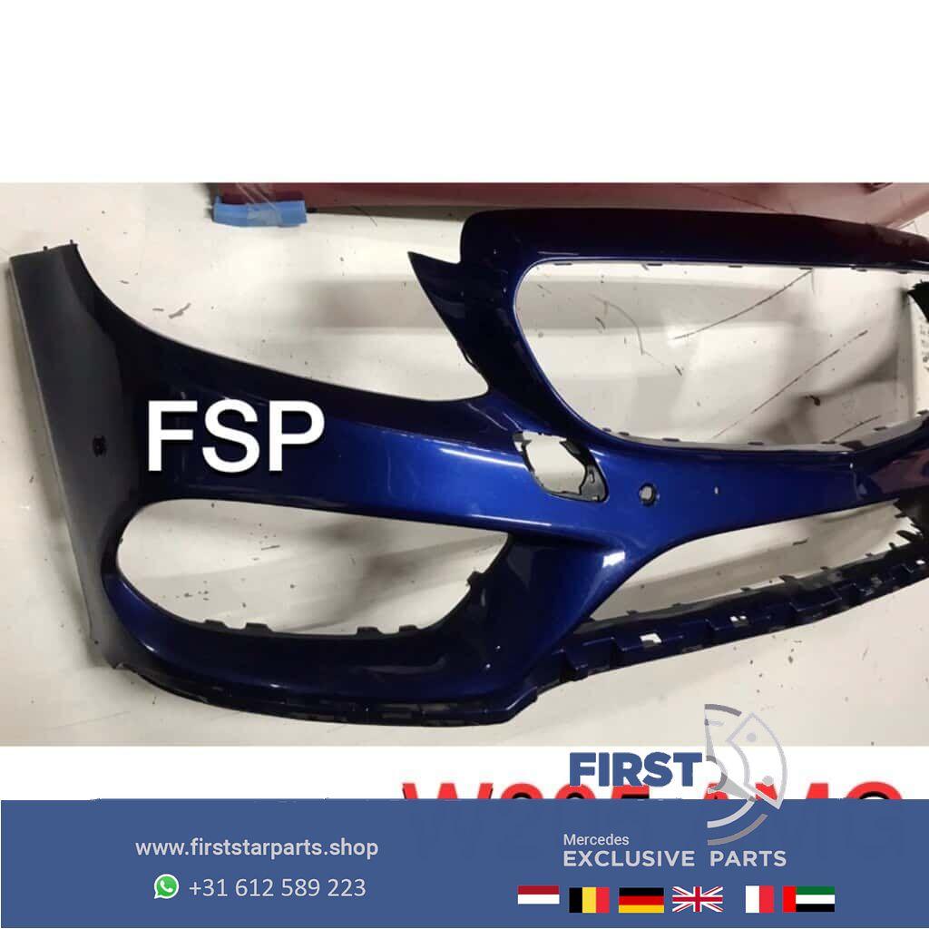 W205 C43 AMG Voorbumper blauw Mercedes C Klasse 2014-2019, Gebruikt, -, Voor, Ophalen of Verzenden