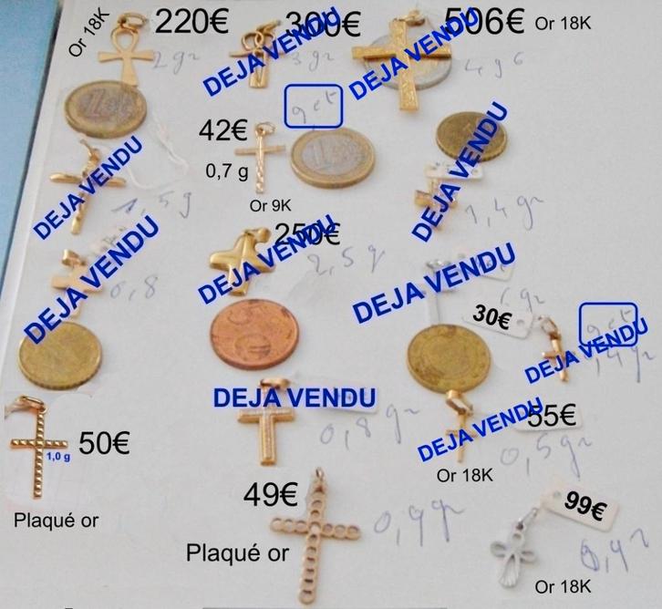 Pendentif croix de vie ou latine or 18/9K ou plaqué or, NEUF, Handtassen en Accessoires, Kettinghangers, Nieuw, Overige materialen