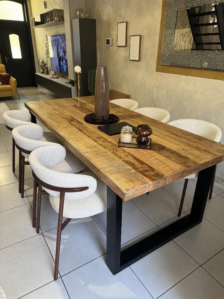 Table de salle à manger en bois – Comme neuve, Ophalen, Bois Raffiné, Grenenhout, 200 cm of meer