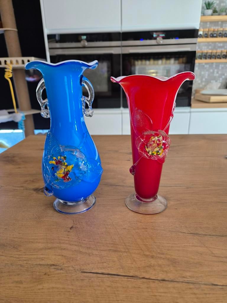 2 oude vintage murano vaasjes jaren 60, Antiek en Kunst, Ophalen