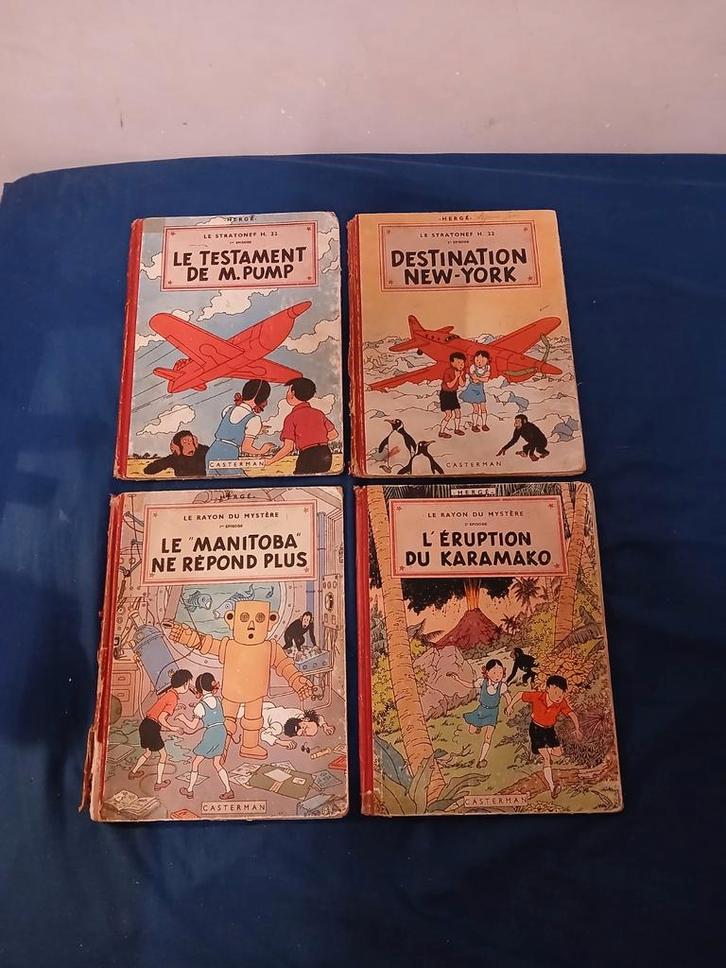 4 BD de 1951-1952 Les Aventures de Jo, Zette et Jocko Hergé, Livres, BD, Utilisé, Plusieurs BD, Enlèvement ou Envoi