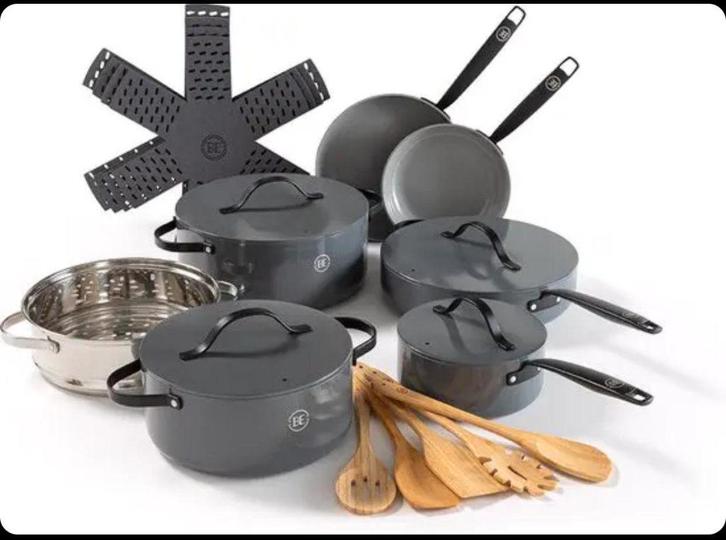 BE Living 20-delige Pannenset  Nieuwe, Huis en Inrichting, Keuken | Potten en Pannen, Nieuw, Pannenset, Inductieplaat, Keramische plaat