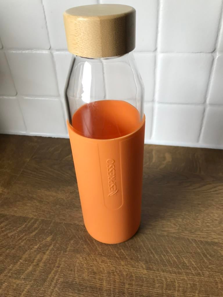 Nespresso drinkfles in glas nieuw, Ophalen, Nieuw, Overige merken, Oranje