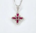 Nieuw-18k witgoud vergulde halsketting met hanger en robijn, Ophalen of Verzenden