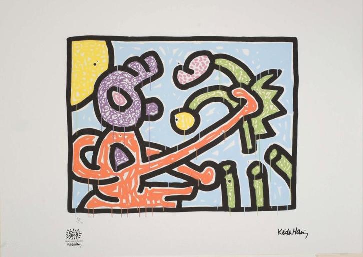 Keith Haring - Fleurs, Antiquités & Art, Art | Lithographies & Sérigraphies, Enlèvement ou Envoi