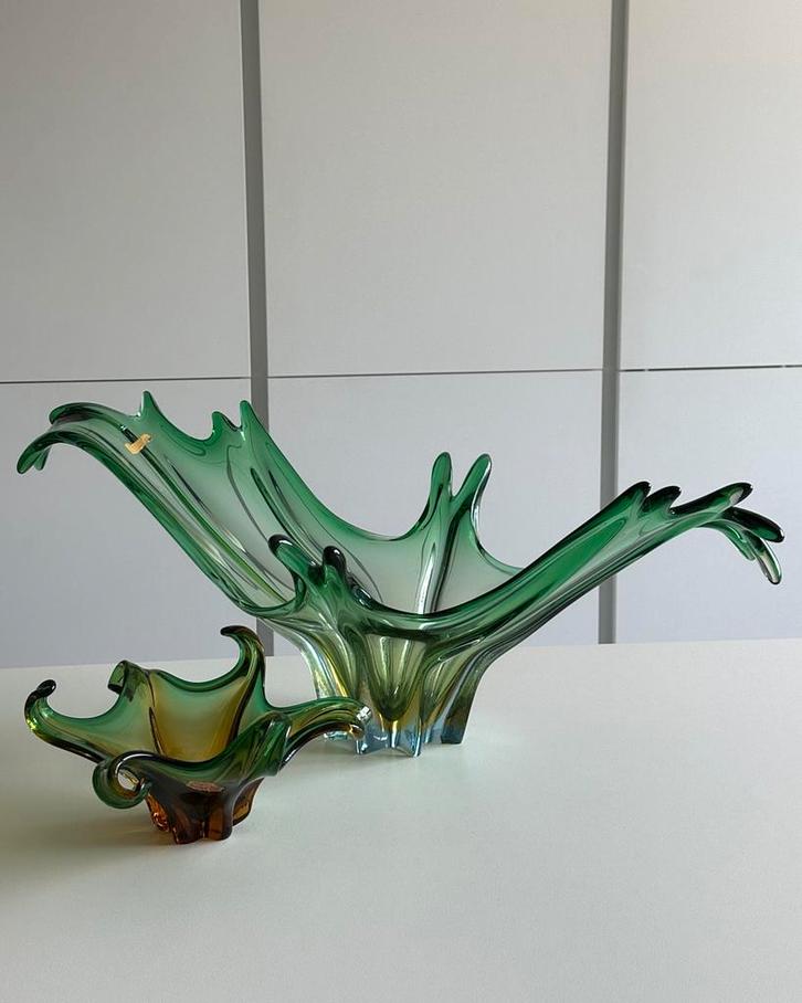 Grand centre de table Murano verre 70 cm + coupe  années 60, Antiquités & Art, Antiquités | Verre & Cristal, Enlèvement