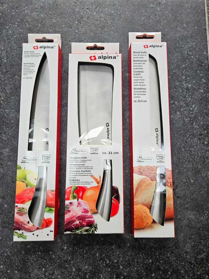 3 couteaux de cuisine Alpina (neufs), Maison & Meubles, Cuisine | Couverts, Enlèvement ou Envoi