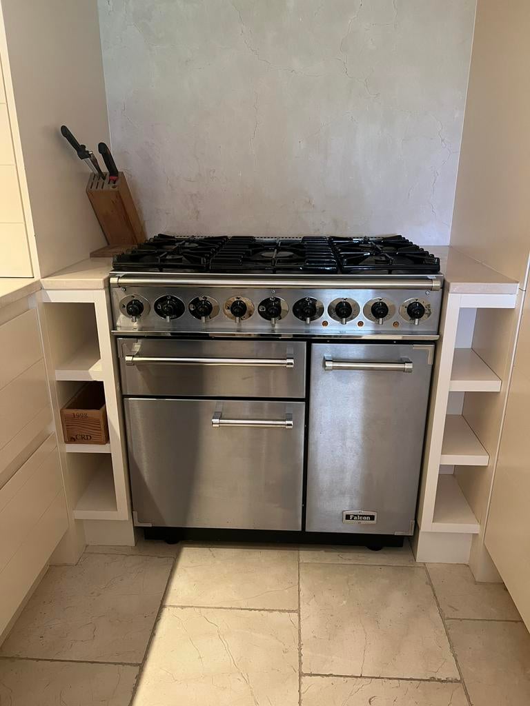 Cuisiniere à gaz Falcon de 90cm en acier inoxydable, Electroménager, Cuisinières, Enlèvement, Comme neuf, 60 cm ou plus