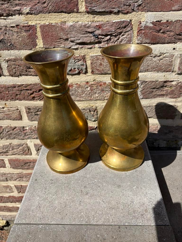 Koppel antieke bronzen vazen Jones&Willis, Ophalen, Brons