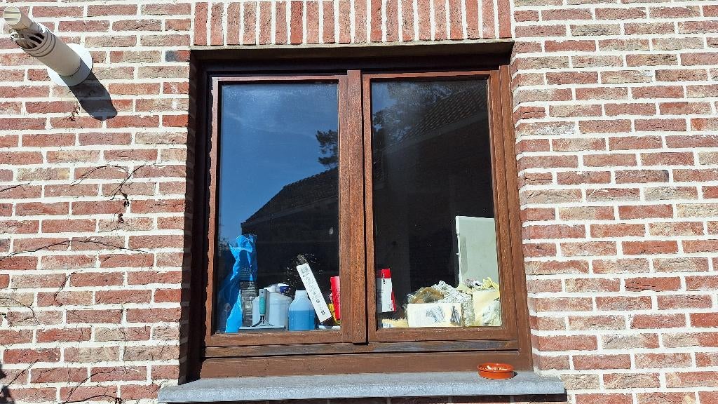 Houten raam met dubbel glas, Doe-het-zelf en Bouw, Ophalen, Gevelraam of Ruit, Gebruikt, 80 tot 120 cm